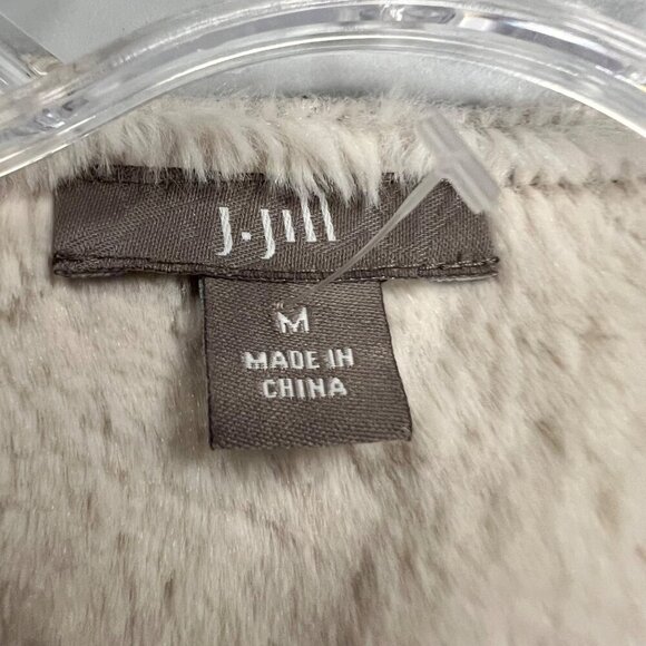 J.Jill Faux Suede Coat Faux Fur Lining Button Up Brown/Cream Size Medium - Picture 8 of 9